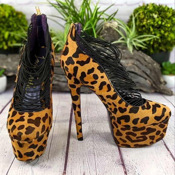 London Trash Ceres Leopard Platform Stiletto Pumps - Picture 1 of 12